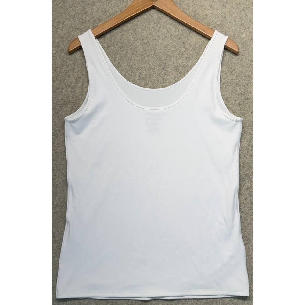 TomboyX Womens Compression Tank Top White Scoop Neck Full Coverage Wireless 2X